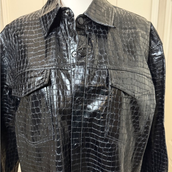 Zara Black Crocodile Pattern Shirt Jacket - Picture 4 of 8